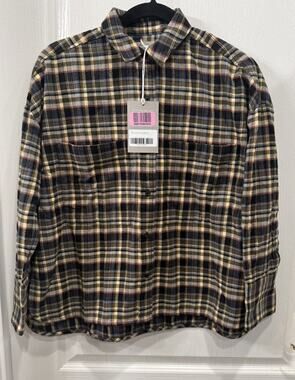 NWT Everlane Women's The Boxy Flannel Shirt XS Brown Plaid Button Down Top